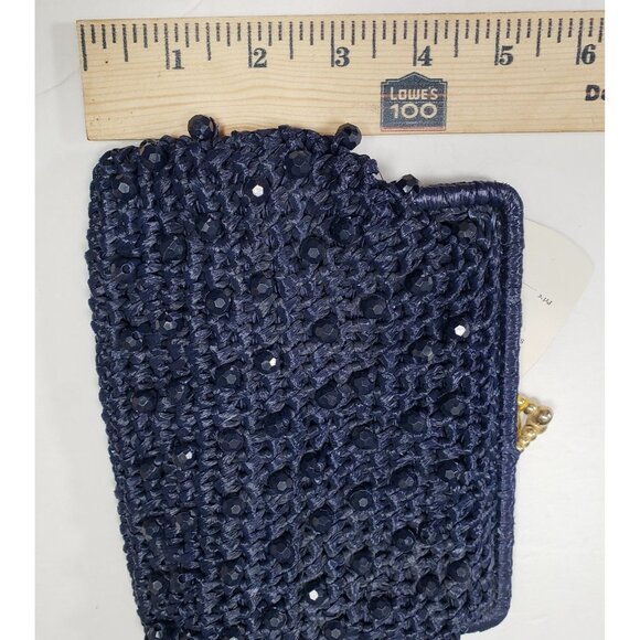Styled by Simon Bag Navy Beaded Clutch Purse Evening Made in Italy Vintage - Picture 6 of 6